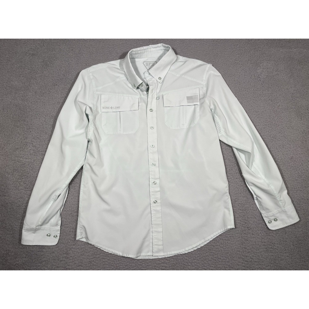 NIne Line SFG Salty Frog Gear Men's Button Up Fishing Shirt mint green Medium M